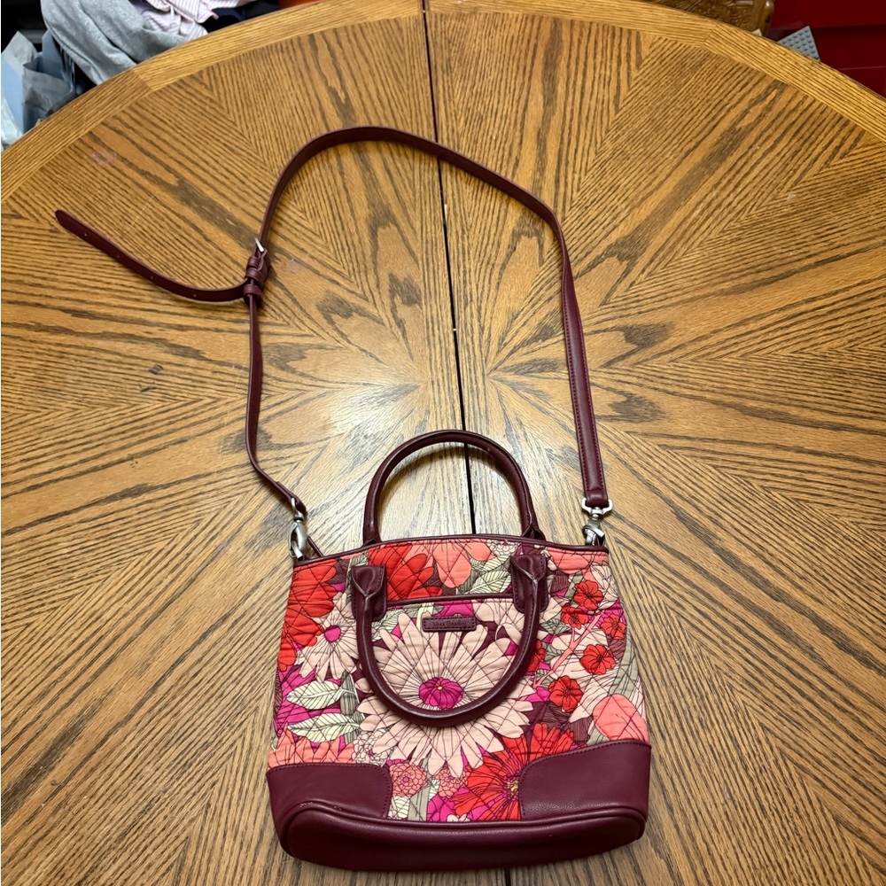 Vera Bradley Floral Crossbody Bag in Red and Pink